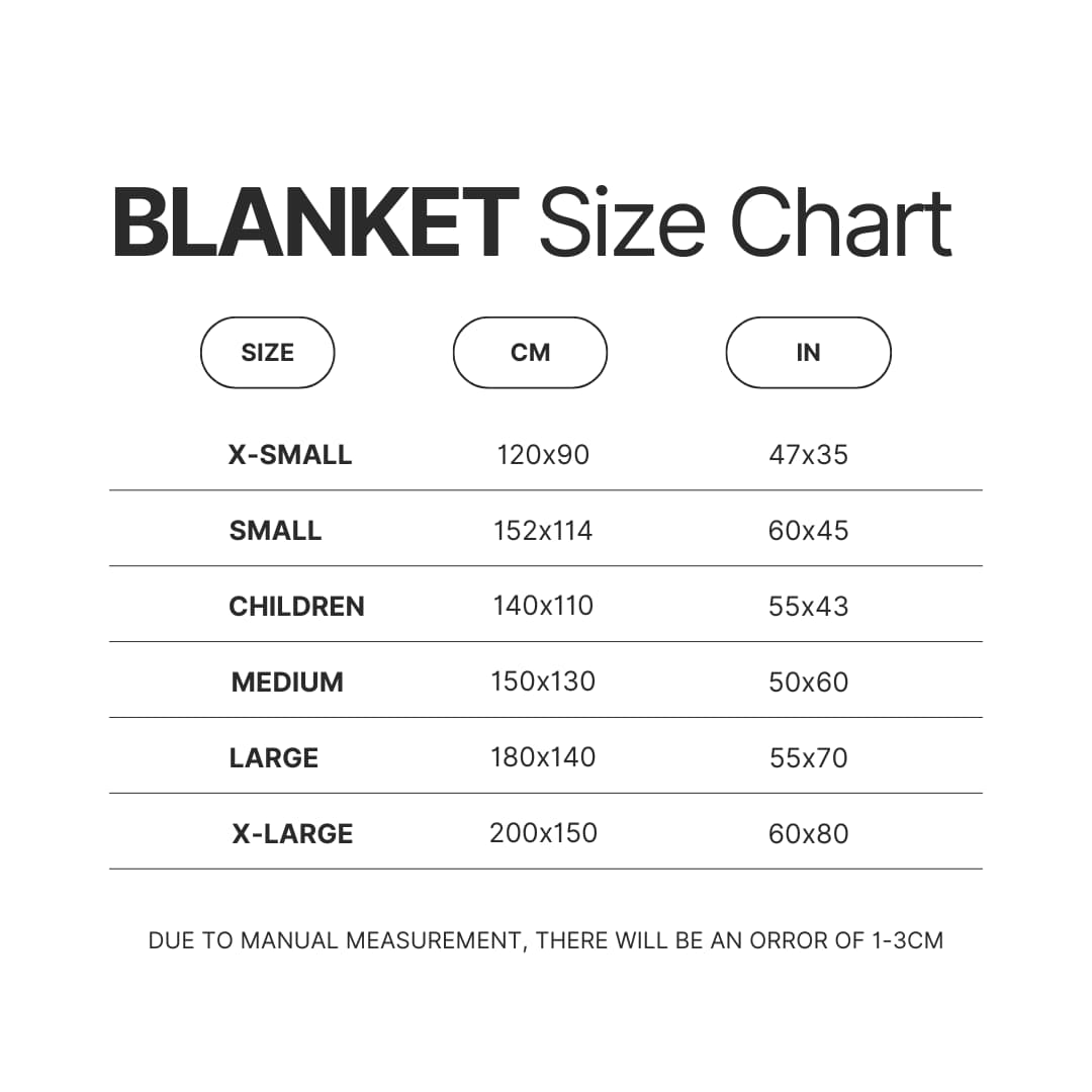 Blanket Size Chart - Black Butler Merch