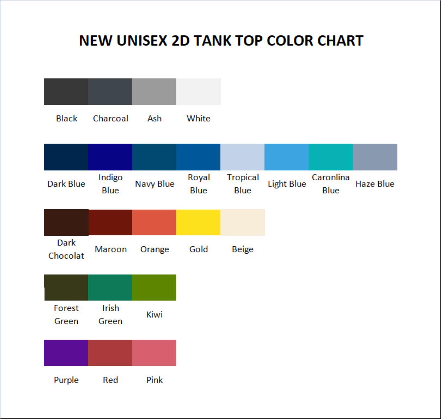 tank top color chart - Black Butler Merch