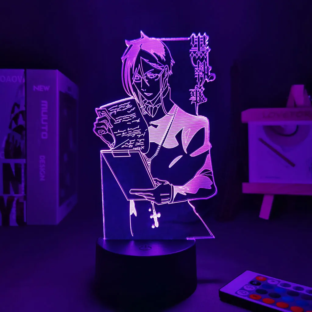 16 Colors Night light Anime Light Black Butler Led Night Light for Bedroom Decoration Colorful Nightlight 1 - Black Butler Merch