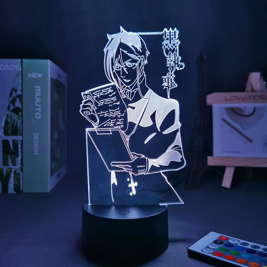 16 Colors Night light Anime Light Black Butler Led Night Light for Bedroom Decoration Colorful Nightlight 3 - Black Butler Merch