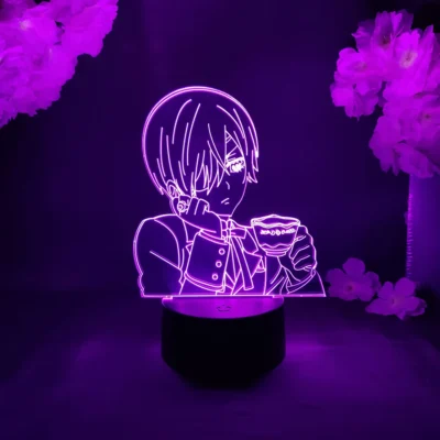 Ciel Phantomhive LED Anime Lamp Kawaii Room Decor 3D Hologram Nightlight Child Kids Bedroom Table Decoration 1 - Black Butler Merch