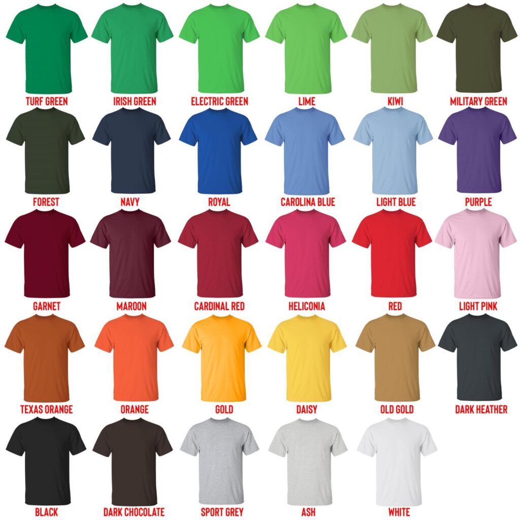 t shirt color chart - Black Butler Merch