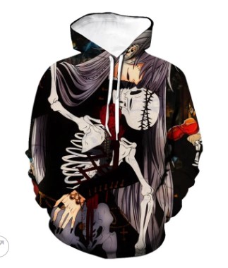 Black Butler Anime Sebastian Michaelis With Skeleton 3D Hoodie - Black Butler Merch